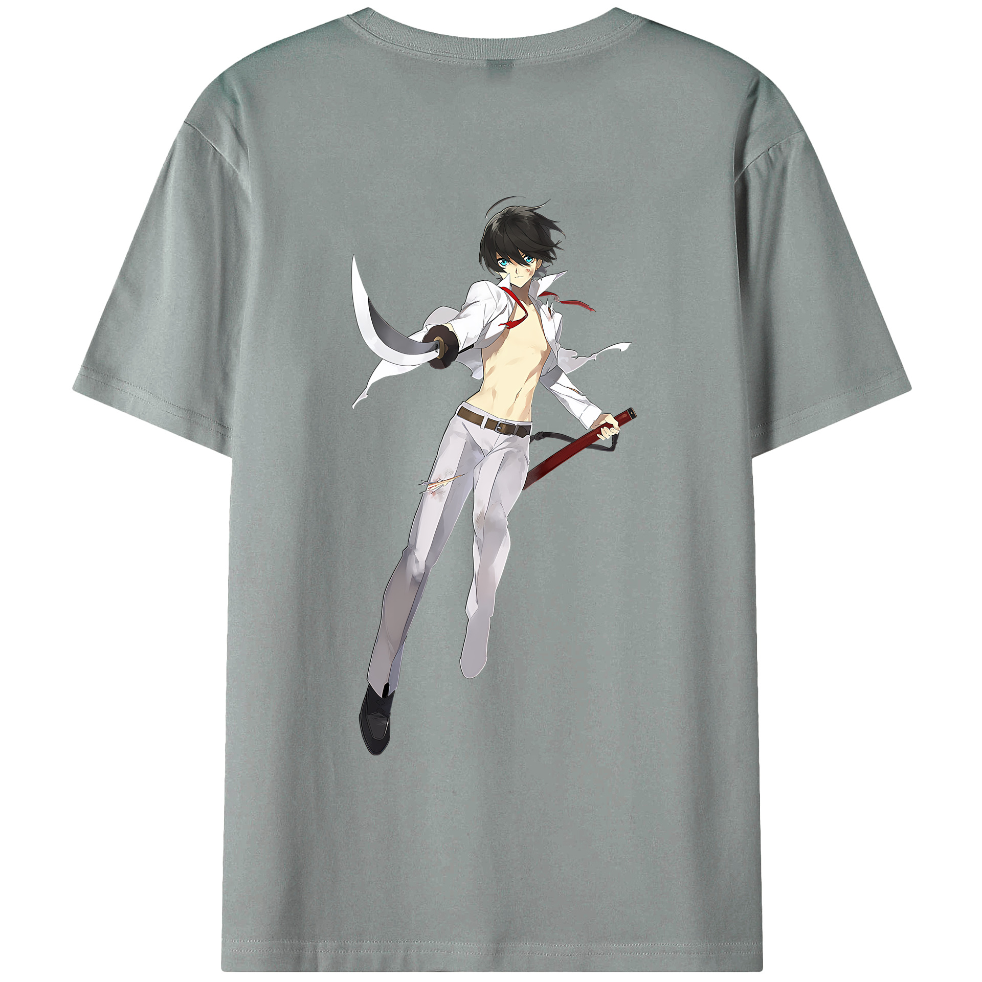 （画像用） 刀剣乱舞 Touken Ranbu 綿100％ メンズ半袖Tシャツ（バックプリント） 通気性